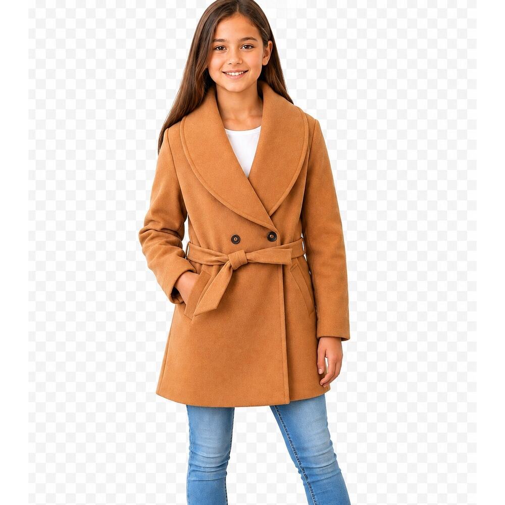 Shein Youth Over Coat, Belted Camel Colored, Size 10Y